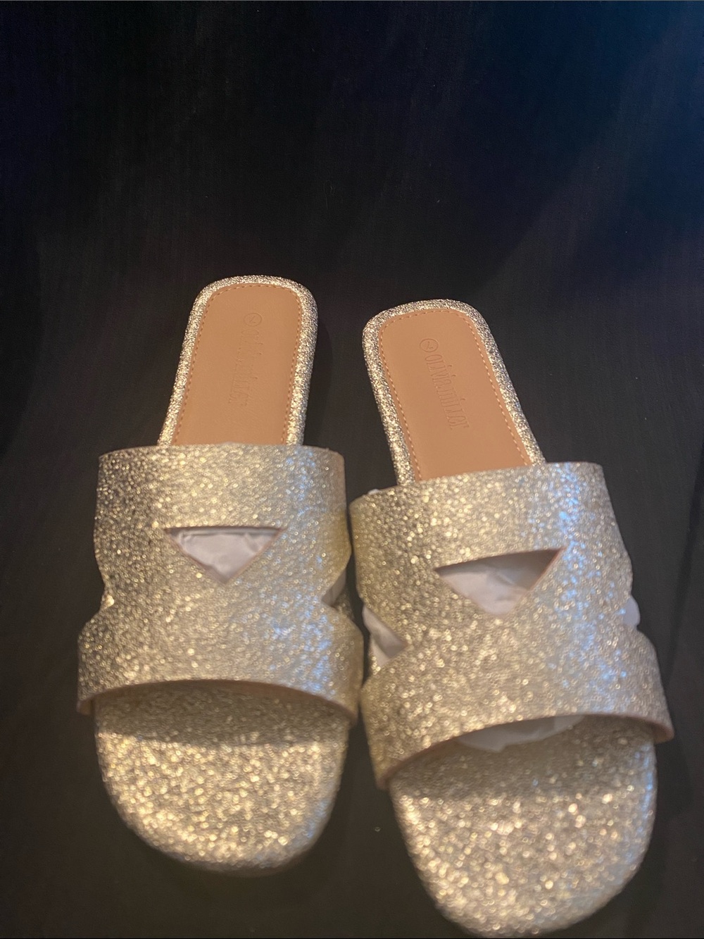 Olivia Miller Gold Glitter Slide Sandals